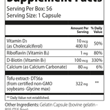 Femarelle Unstoppable: supplement facts. D3, B2, B7, Ca, DT-56a